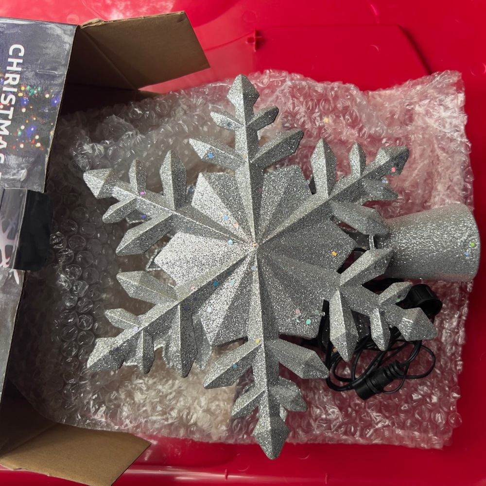 Christmas Snowflake Tree Topper With Projector